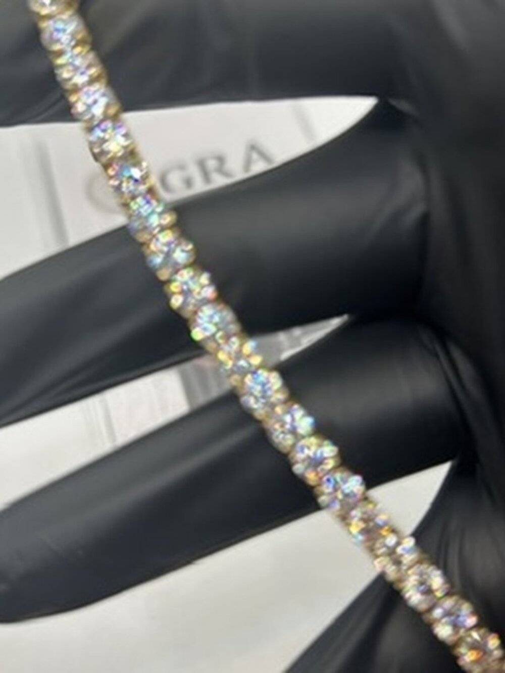 Iced Gold Moissanite Tennis Bracelet 5mm 8 Inch GRA Passes Tester Womens VVS